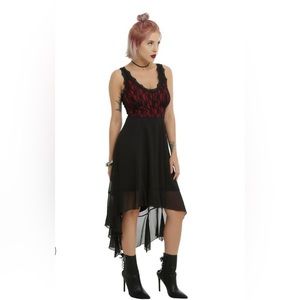Hot Topic Royal Bones By Tripp Red & Black Lace Hi-Low Dress size Large